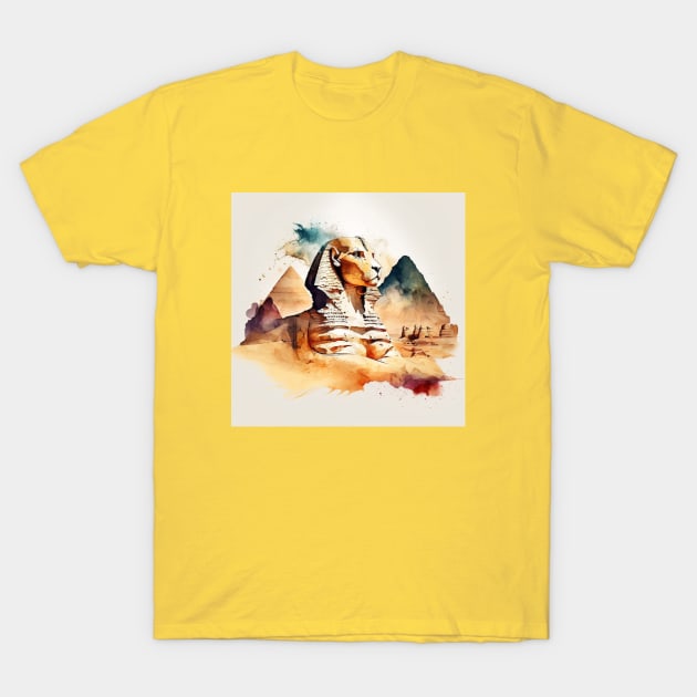 Ancient Sphinx Sci-Fi Watercolor T-Shirt by Star Scrunch